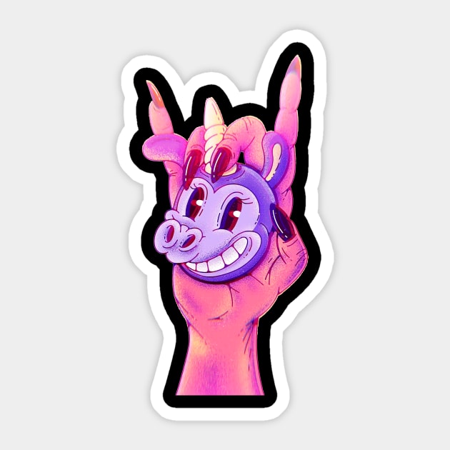 Hell Unicorn Hand Sticker by Sasshhaaaart